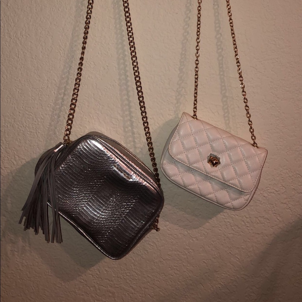 2 purses (silver and white)